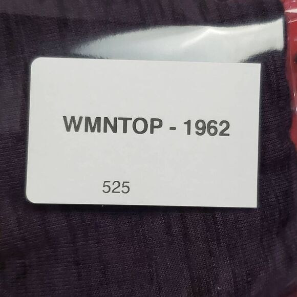 Vanity Essentials Purple Black Raglan Top Women’s Size M Crochet Detail 3/4 Slee - Picture 10 of 10